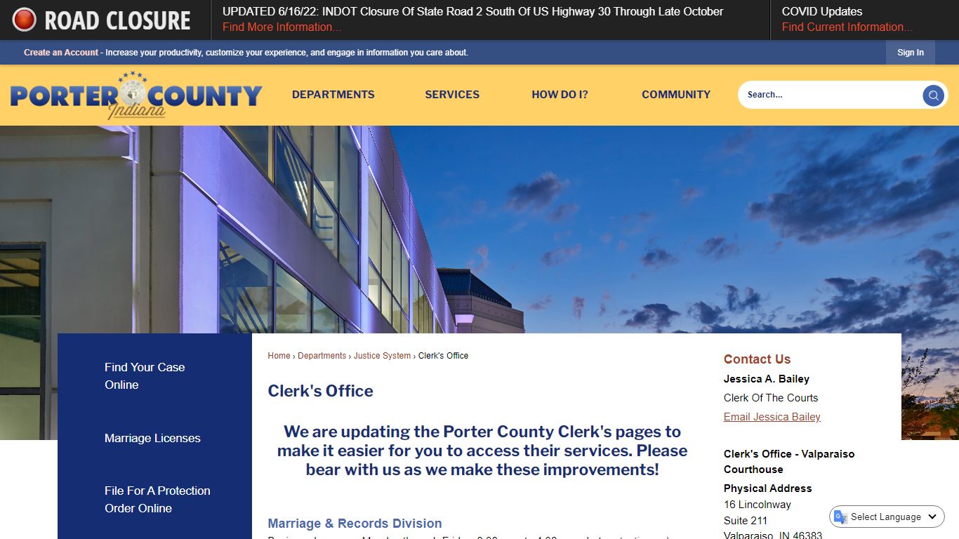 Clerk's Office | Porter County, IN - Official Website